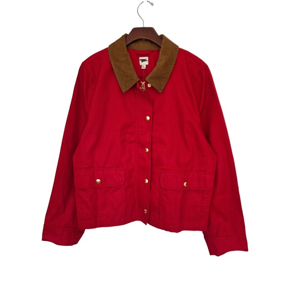 J. Crew Jackets & Blazers - J. Crew Field Jacket Corduroy Collar Red Womens XL‎ NWT $218 CL251
